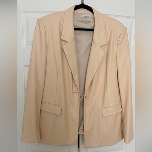 WeWoreWhat Light Tan Faux Leather Blazer